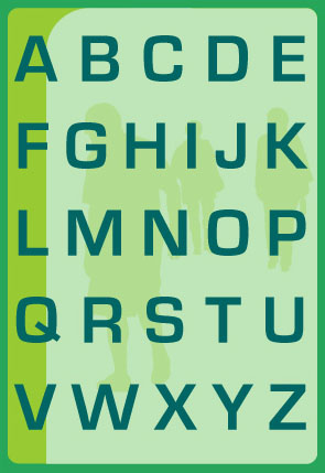 Alphabet zur schnellen Navigation zu Anfangsbuchstaben
